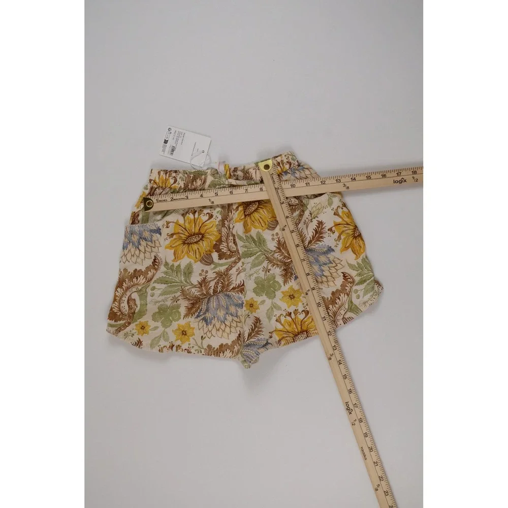 Zimmermann Kids Daylight Short Stamp Floral Cream 10 Linen NWT MSRP 140
